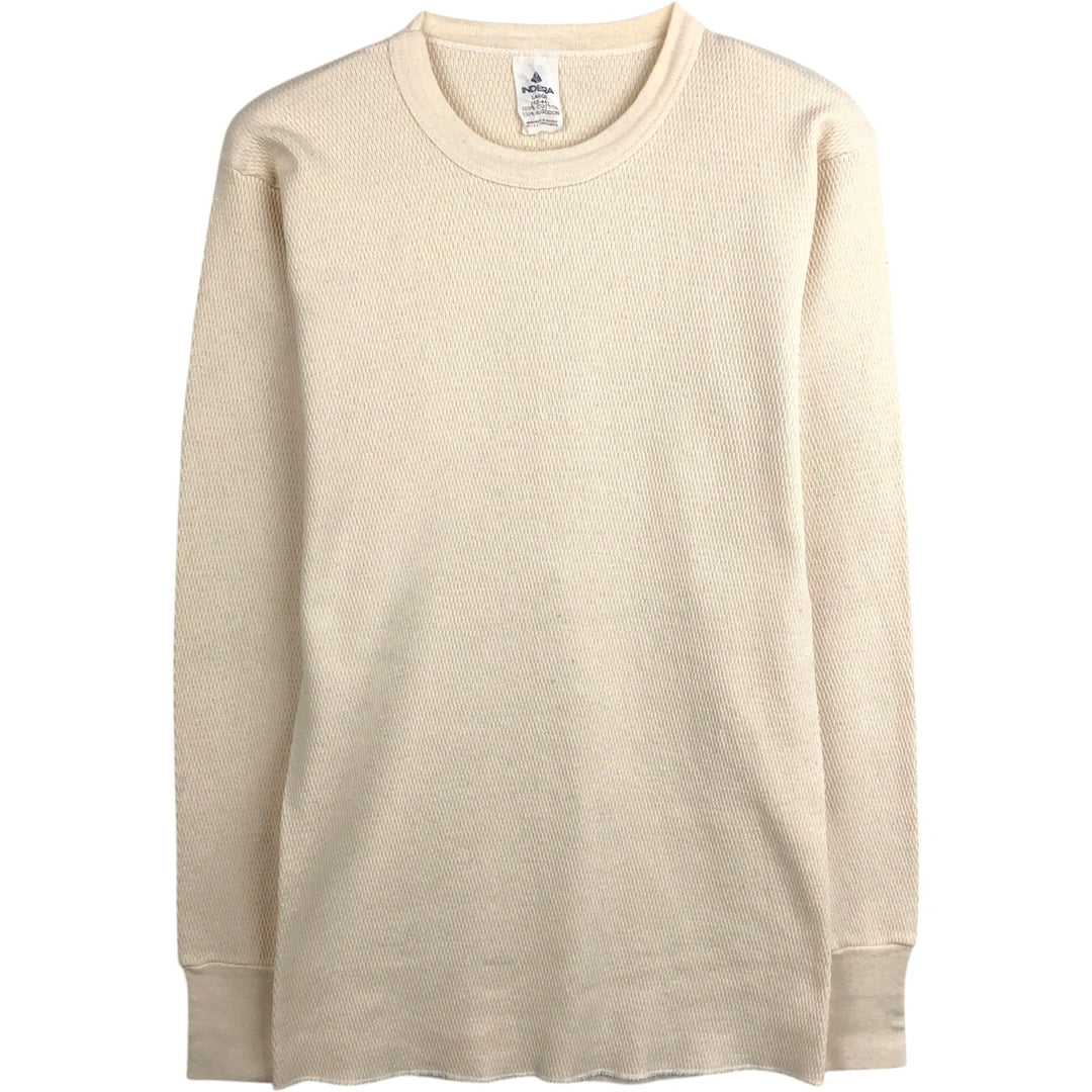 ~2000'S INDERA Thermal Long-Sleeve T-Shirt, Honeycomb Pattern, Men's Size L (approx.) cotton unbleached Vintage Second Hand