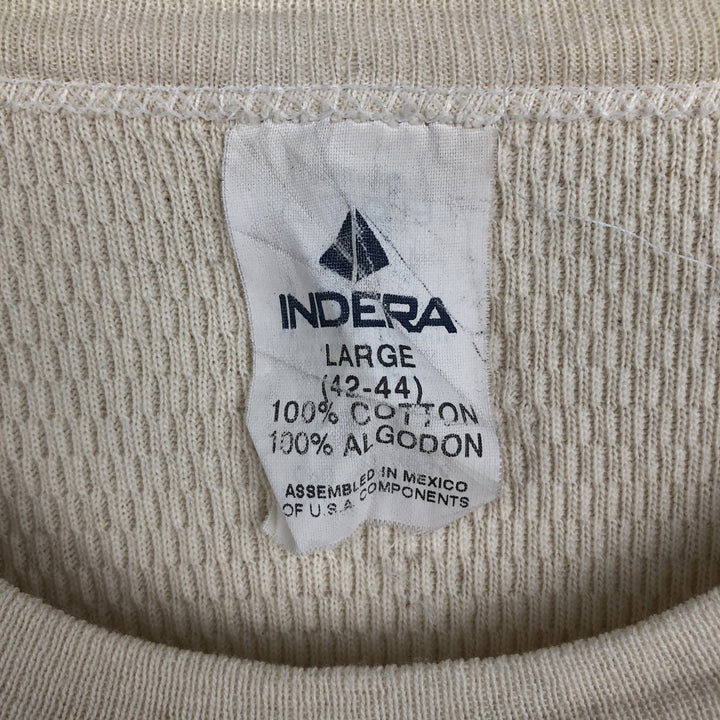 ~2000'S INDERA Thermal Long-Sleeve T-Shirt, Honeycomb Pattern, Men's Size L (approx.) cotton unbleached Vintage Second Hand