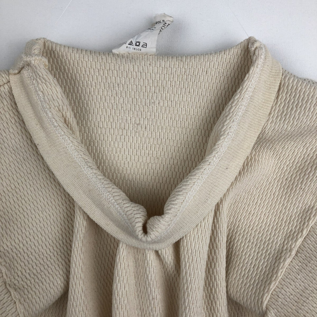 ~2000'S INDERA Thermal Long-Sleeve T-Shirt, Honeycomb Pattern, Men's Size L (approx.) cotton unbleached Vintage Second Hand