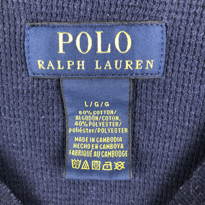 Ralph Lauren POLO RALPH LAUREN Thermal Long T-Shirt Men's Size L cotton navy blue type Vintage Second Hand