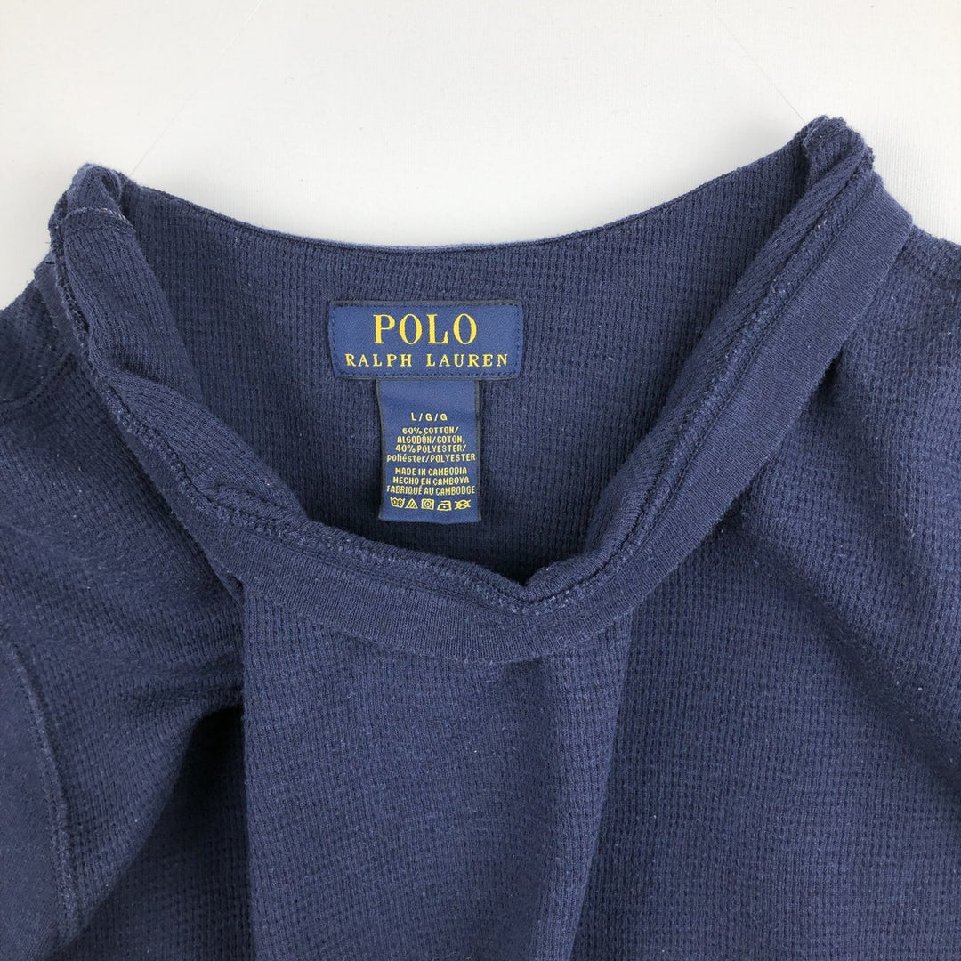 Ralph Lauren POLO RALPH LAUREN Thermal Long T-Shirt Men's Size L cotton navy blue type Vintage Second Hand