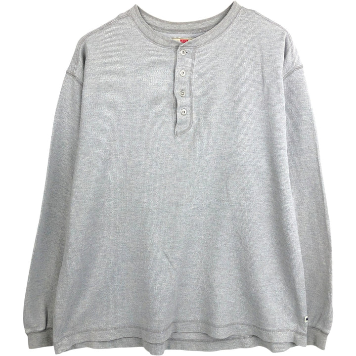 Levi's Henley Neck Thermal Long-Sleeve T-Shirt, Men's Size L (equivalent to size L) cotton gray type Vintage Second Hand