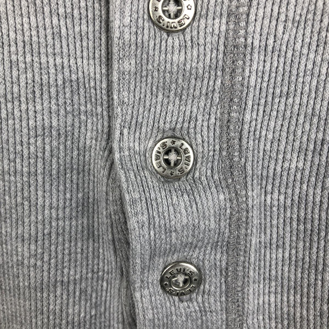 Levi's Henley Neck Thermal Long-Sleeve T-Shirt, Men's Size L (equivalent to size L) cotton gray type Vintage Second Hand