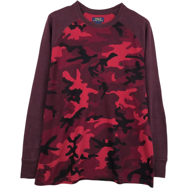 Ralph Lauren POLO RALPH LAUREN Camouflage Pattern Thermal Long-Sleeve T-Shirt, Men's Size XL (approx.) cotton red type Vintage Second Hand