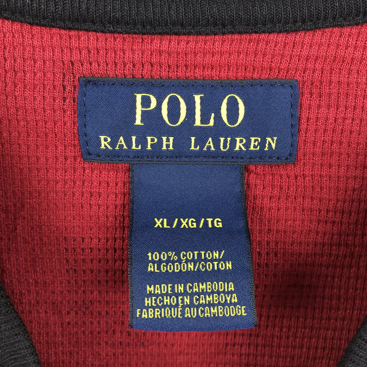 Ralph Lauren POLO RALPH LAUREN Check Pattern Thermal Long T-Shirt, Men's Size XL cotton red type Vintage Second Hand