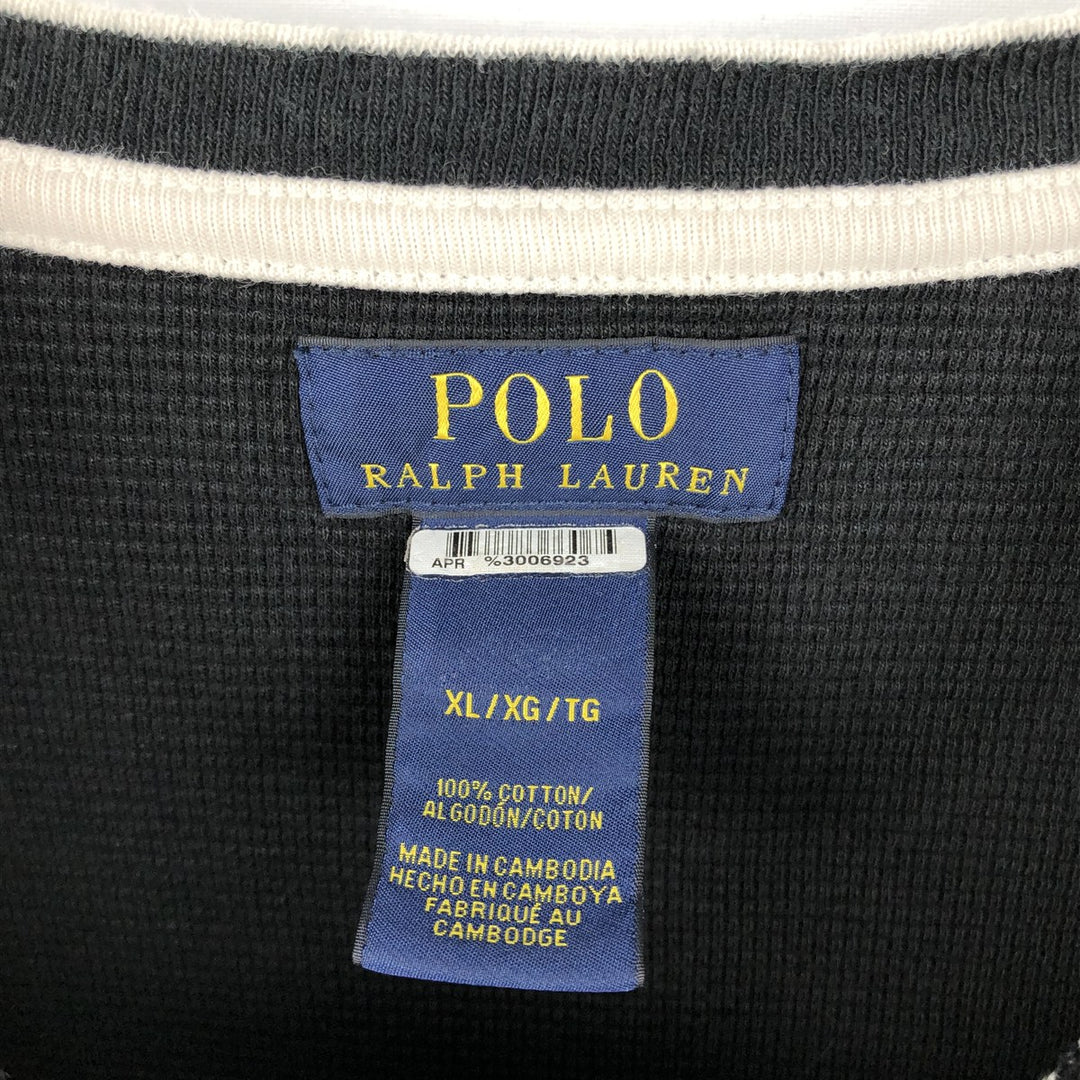 Ralph Lauren POLO RALPH LAUREN Thermal Long T-shirt Waffle Men's XL cotton black type Vintage Second Hand