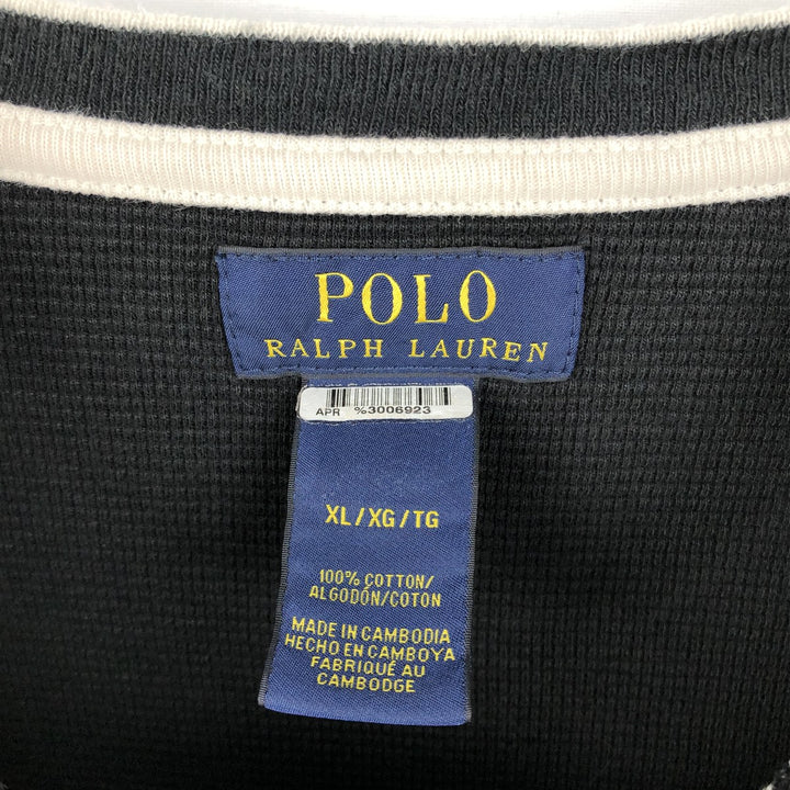 Ralph Lauren POLO RALPH LAUREN Thermal Long T-shirt Waffle Men's XL cotton black type Vintage Second Hand