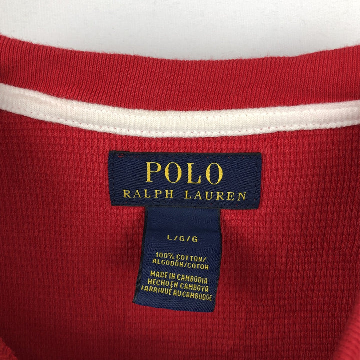 Ralph Lauren POLO RALPH LAUREN Thermal Ron T Waffle Men's L size cotton red type Vintage Second Hand