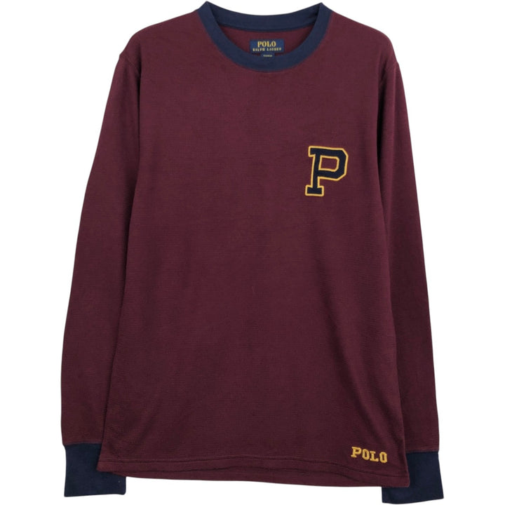 Ralph Lauren POLO RALPH LAUREN SLEEPWEAR Thermal Long T-Shirt, Men's Size Medium cotton burgundy type Vintage Second Hand