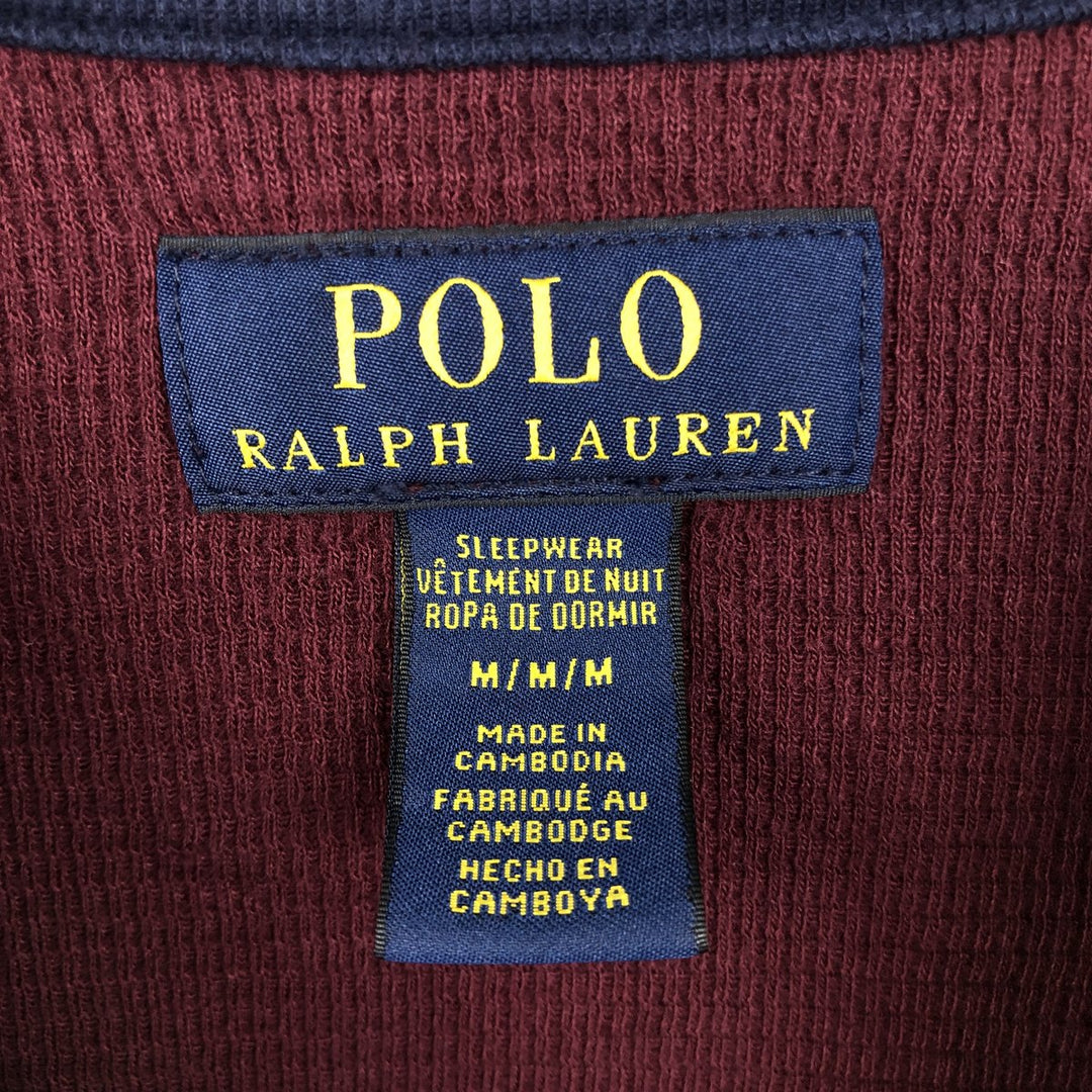 Ralph Lauren POLO RALPH LAUREN SLEEPWEAR Thermal Long T-Shirt, Men's Size Medium cotton burgundy type Vintage Second Hand