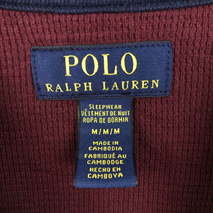 Ralph Lauren POLO RALPH LAUREN SLEEPWEAR Thermal Long T-Shirt, Men's Size Medium cotton burgundy type Vintage Second Hand
