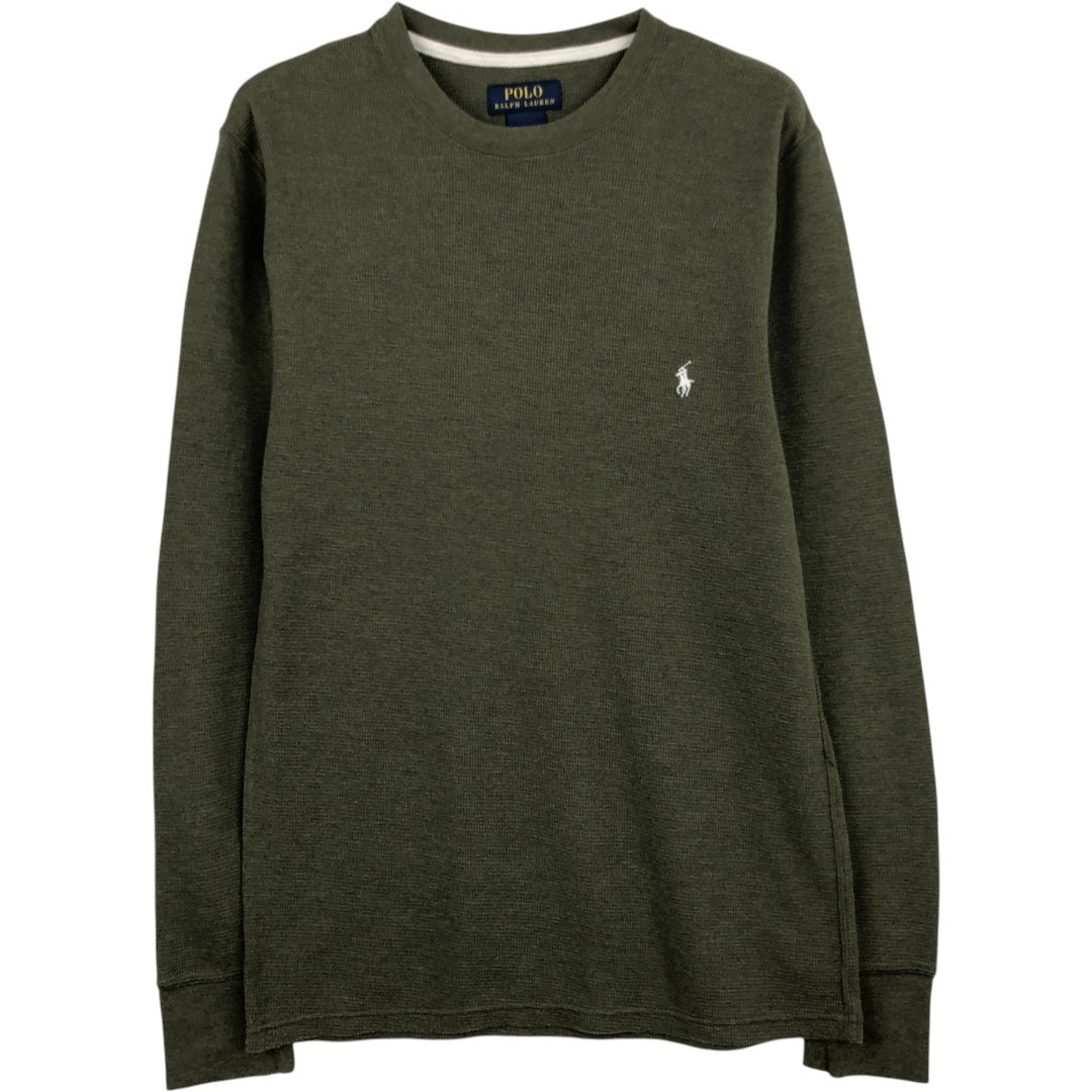 Ralph Lauren POLO RALPH LAUREN Thermal Long T-shirt Waffle Men's M size cotton green type Vintage Second Hand