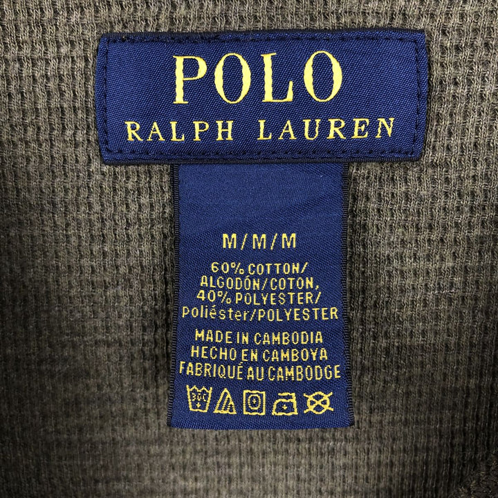 Ralph Lauren POLO RALPH LAUREN Thermal Long T-shirt Waffle Men's M size cotton green type Vintage Second Hand