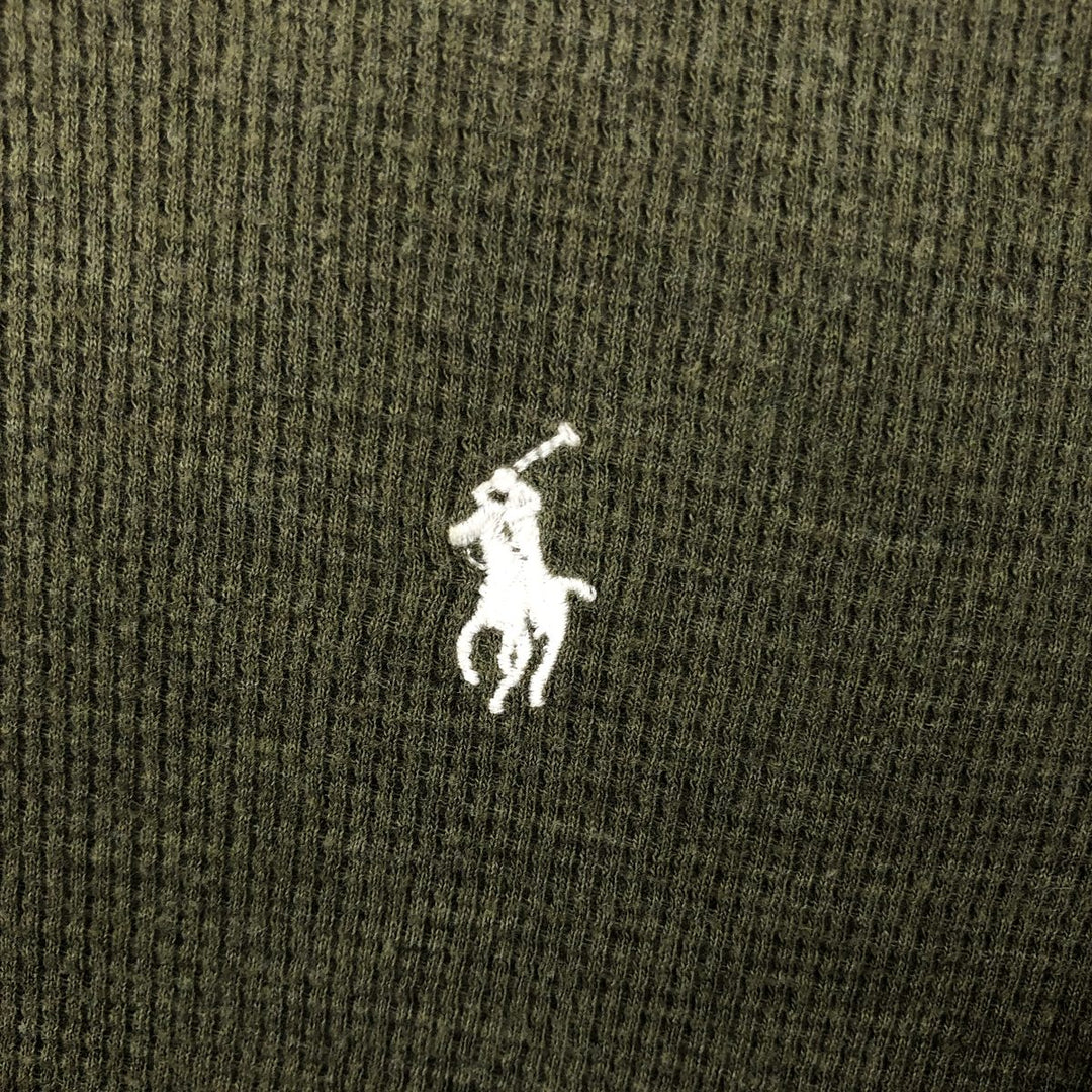 Ralph Lauren POLO RALPH LAUREN Thermal Long T-shirt Waffle Men's M size cotton green type Vintage Second Hand