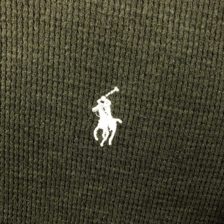 Ralph Lauren POLO RALPH LAUREN Thermal Long T-shirt Waffle Men's M size cotton green type Vintage Second Hand