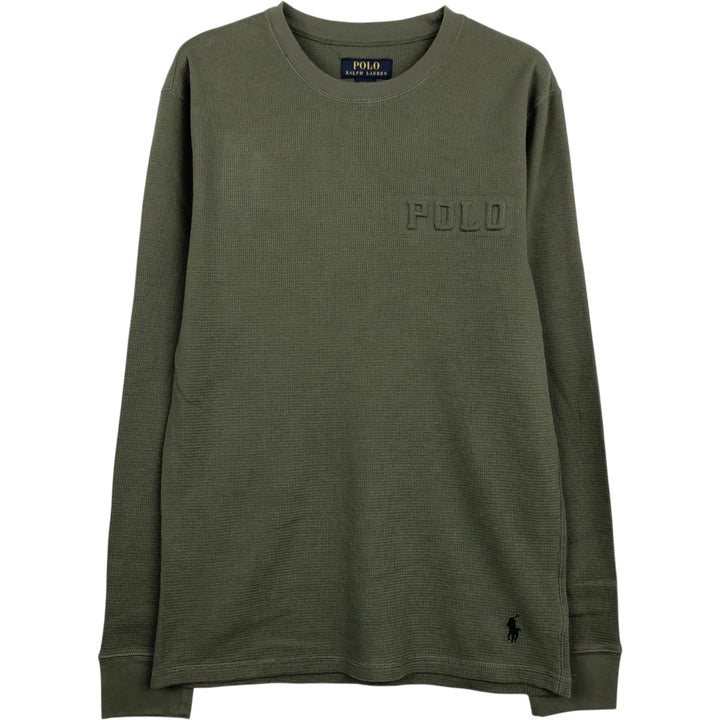 Ralph Lauren POLO RALPH LAUREN Thermal Long T-shirt Waffle Men's M size cotton green type Vintage Second Hand
