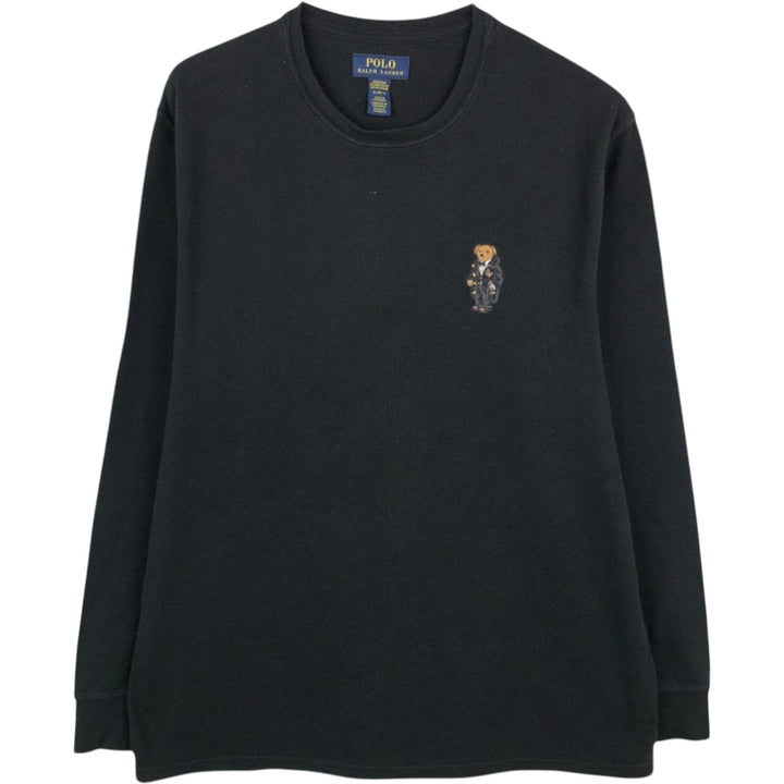 Ralph Lauren POLO RALPH LAUREN SLEEPWEAR Polo Bear Thermal Long T-shirt Honeycomb Men's XL equivalent cotton black type Vintage Second Hand