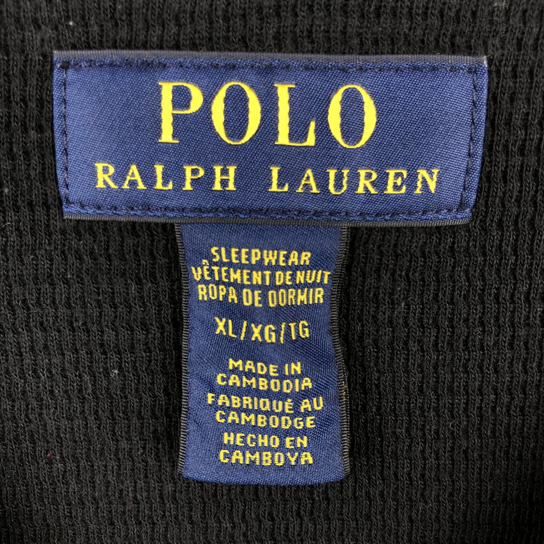 Ralph Lauren POLO RALPH LAUREN SLEEPWEAR Polo Bear Thermal Long T-shirt Honeycomb Men's XL equivalent cotton black type Vintage Second Hand