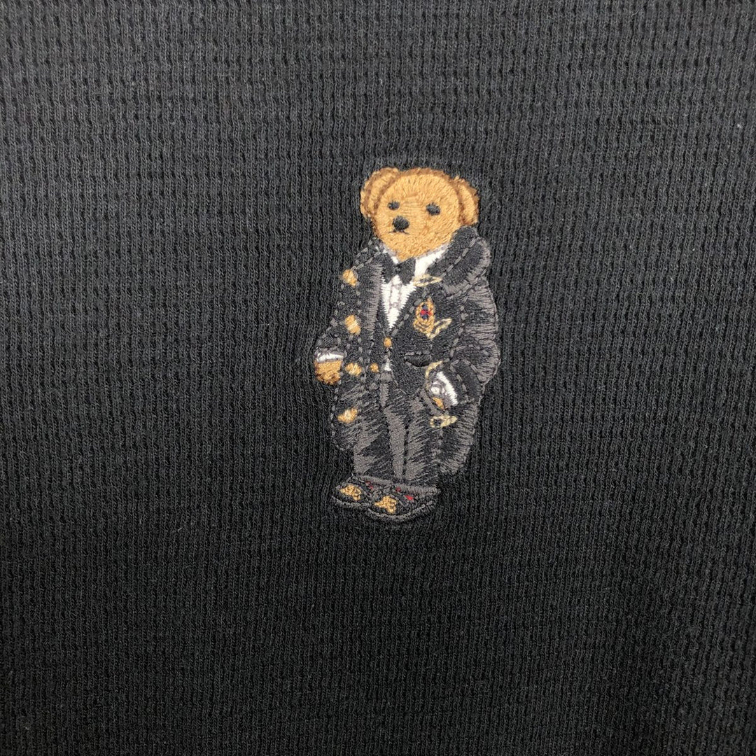 Ralph Lauren POLO RALPH LAUREN SLEEPWEAR Polo Bear Thermal Long T-shirt Honeycomb Men's XL equivalent cotton black type Vintage Second Hand