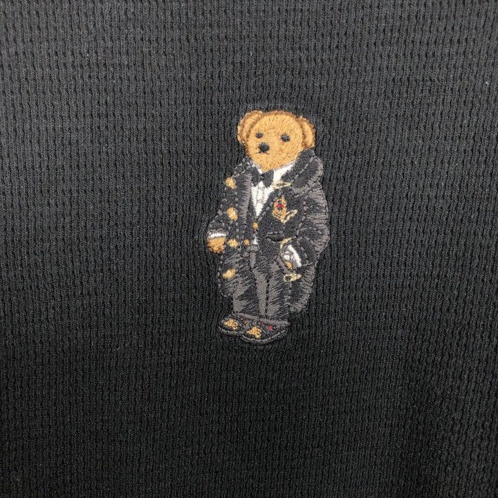 Ralph Lauren POLO RALPH LAUREN SLEEPWEAR Polo Bear Thermal Long T-shirt Honeycomb Men's XL equivalent cotton black type Vintage Second Hand