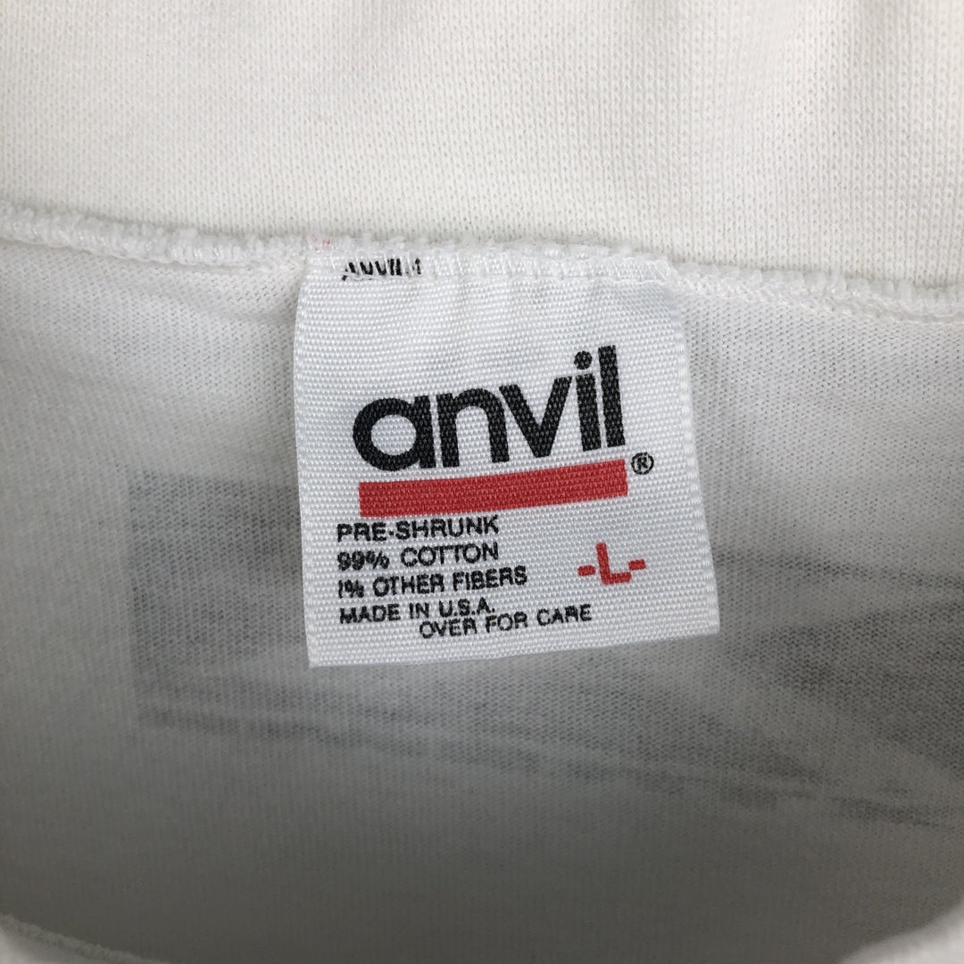 90'S Anvil XTREME High Neck Long-Sleeve T-Shirt, Made in USA, Men's Size L (Equivalent), Vintage cotton white type Vintage Second Hand