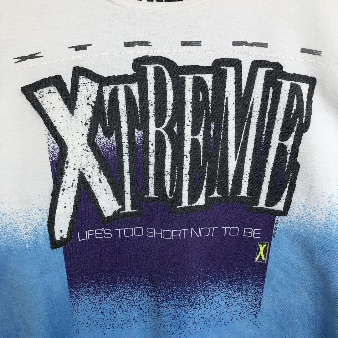 90'S Anvil XTREME High Neck Long-Sleeve T-Shirt, Made in USA, Men's Size L (Equivalent), Vintage cotton white type Vintage Second Hand