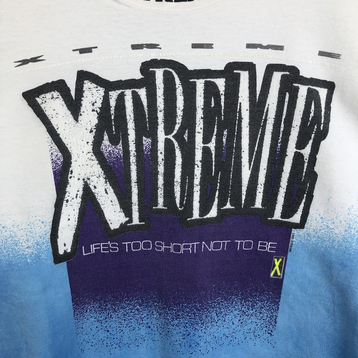 90'S Anvil XTREME High Neck Long-Sleeve T-Shirt, Made in USA, Men's Size L (Equivalent), Vintage cotton white type Vintage Second Hand