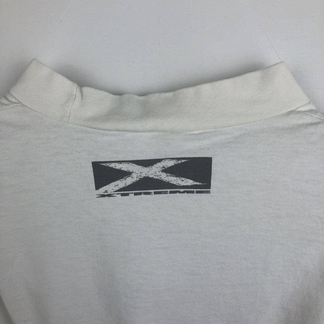 90'S Anvil XTREME High Neck Long-Sleeve T-Shirt, Made in USA, Men's Size L (Equivalent), Vintage cotton white type Vintage Second Hand