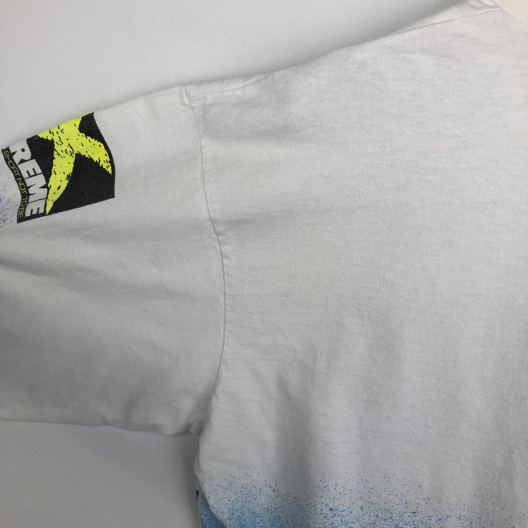 90'S Anvil XTREME High Neck Long-Sleeve T-Shirt, Made in USA, Men's Size L (Equivalent), Vintage cotton white type Vintage Second Hand