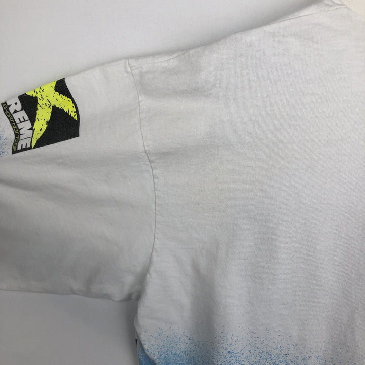 90'S Anvil XTREME High Neck Long-Sleeve T-Shirt, Made in USA, Men's Size L (Equivalent), Vintage cotton white type Vintage Second Hand