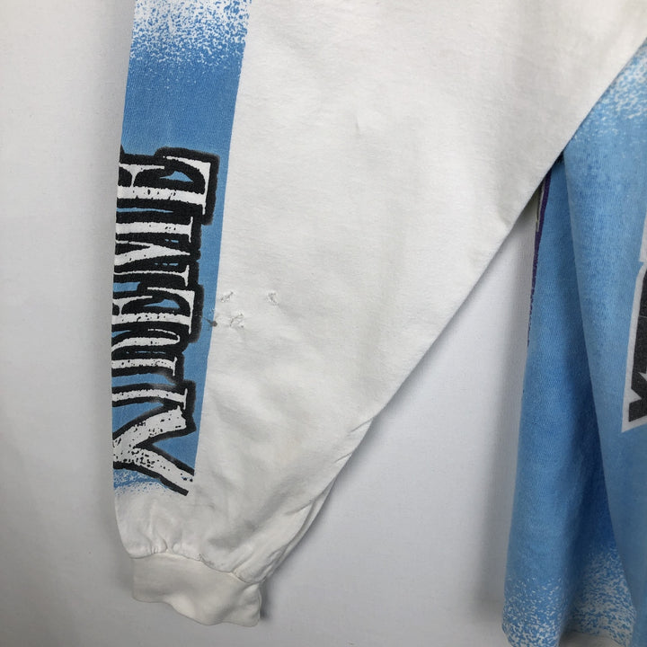 90'S Anvil XTREME High Neck Long-Sleeve T-Shirt, Made in USA, Men's Size L (Equivalent), Vintage cotton white type Vintage Second Hand