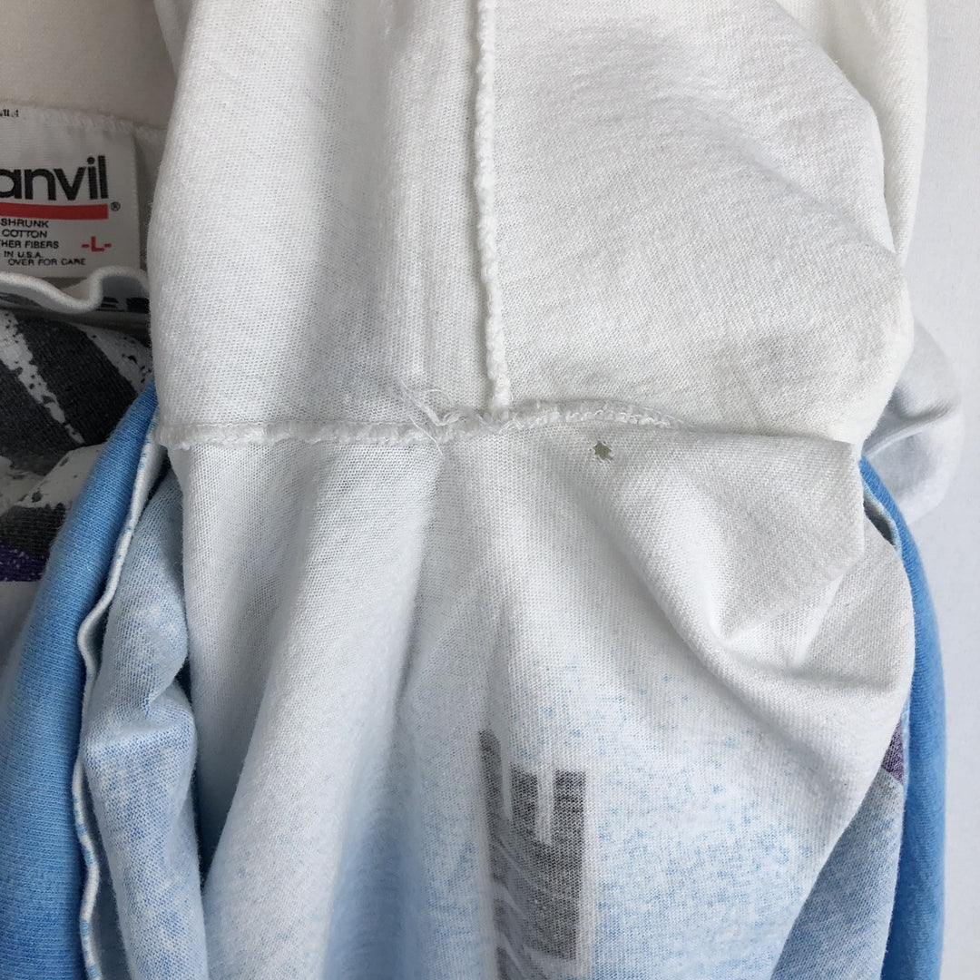 90'S Anvil XTREME High Neck Long-Sleeve T-Shirt, Made in USA, Men's Size L (Equivalent), Vintage cotton white type Vintage Second Hand
