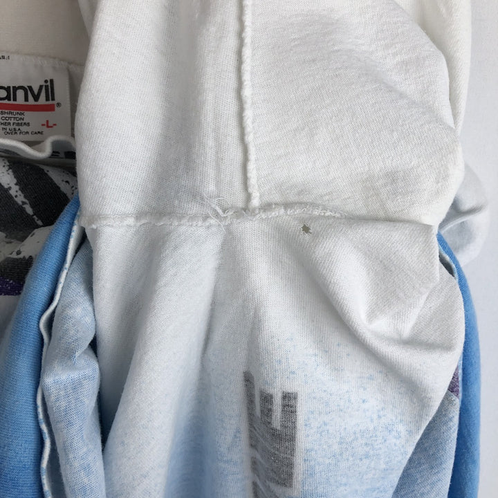 90'S Anvil XTREME High Neck Long-Sleeve T-Shirt, Made in USA, Men's Size L (Equivalent), Vintage cotton white type Vintage Second Hand