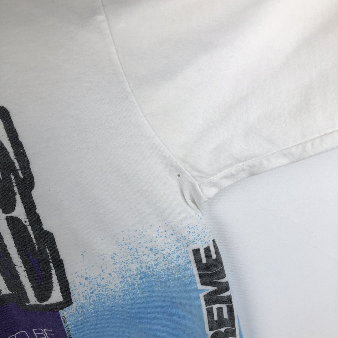90'S Anvil XTREME High Neck Long-Sleeve T-Shirt, Made in USA, Men's Size L (Equivalent), Vintage cotton white type Vintage Second Hand