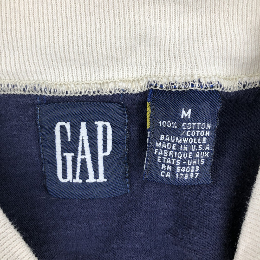 90'S GAP Old Gap Striped Pattern High Neck Long T-Shirt, Made in USA, Men's Size M (Equivalent) Vintage cotton navy blue type Vintage Second Hand