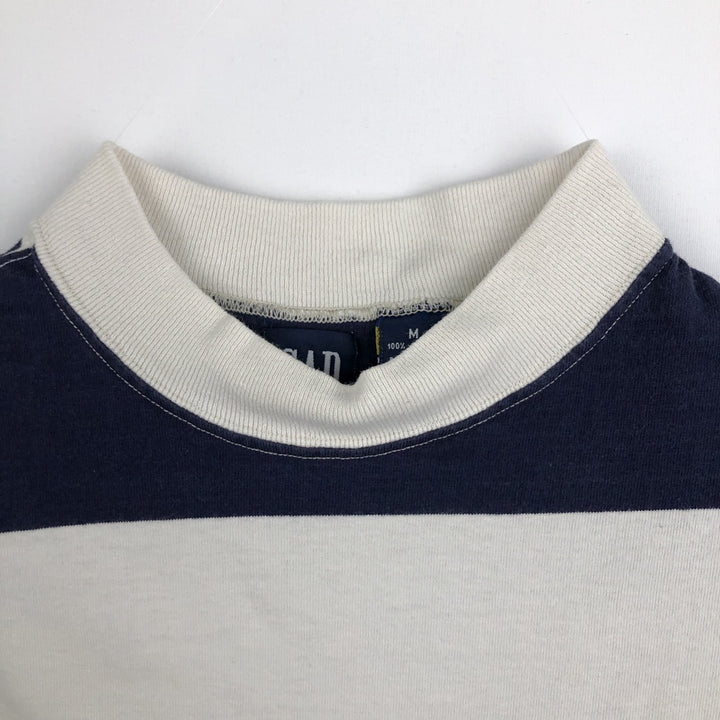90'S GAP Old Gap Striped Pattern High Neck Long T-Shirt, Made in USA, Men's Size M (Equivalent) Vintage cotton navy blue type Vintage Second Hand