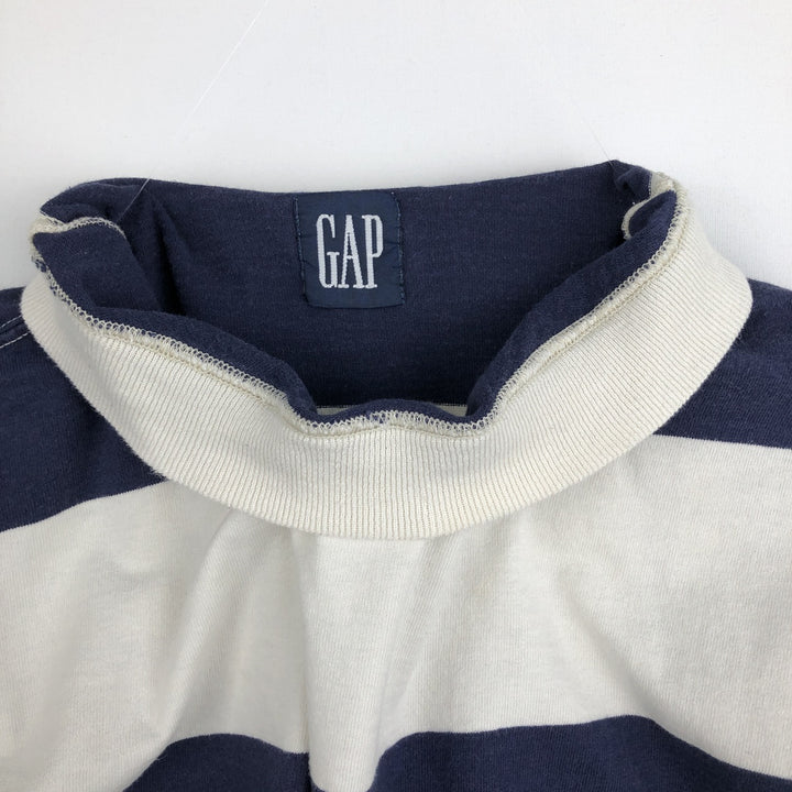 90'S GAP Old Gap Striped Pattern High Neck Long T-Shirt, Made in USA, Men's Size M (Equivalent) Vintage cotton navy blue type Vintage Second Hand