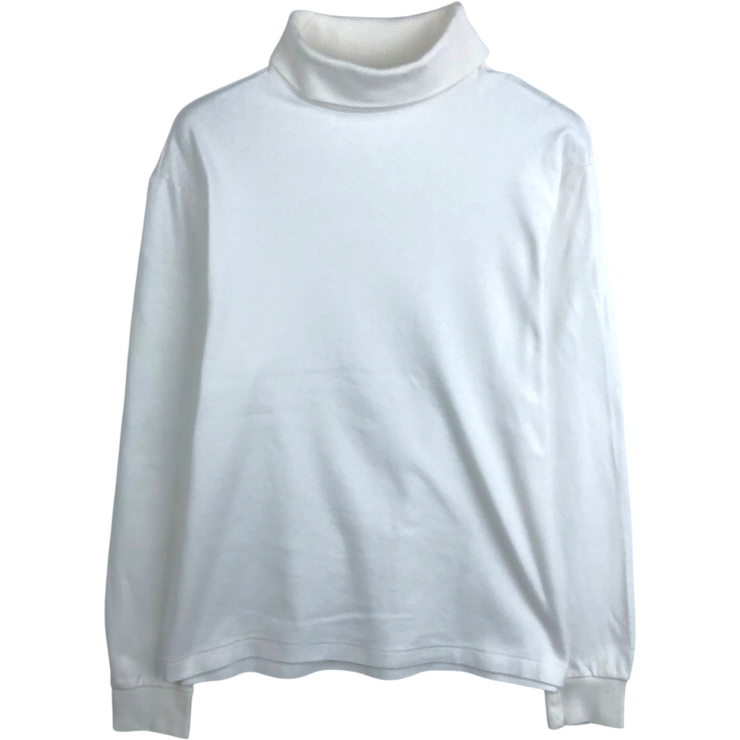 90'S Eddie Bauer Turtleneck Long-Sleeve T-Shirt, Made in USA, Men's Size L (Equivalent), Vintage cotton white type Vintage Second Hand
