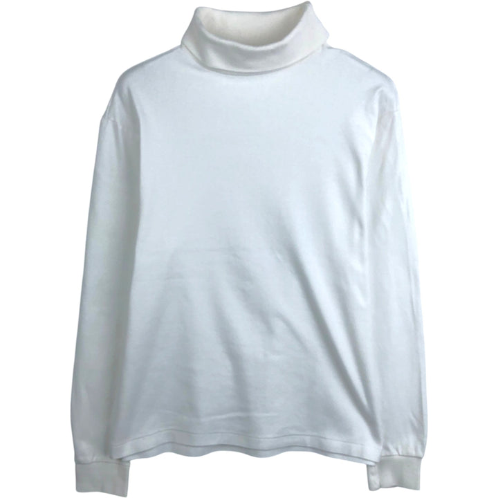 90'S Eddie Bauer Turtleneck Long-Sleeve T-Shirt, Made in USA, Men's Size L (Equivalent), Vintage cotton white type Vintage Second Hand