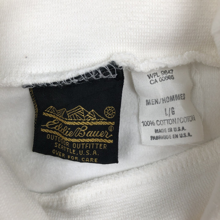 90'S Eddie Bauer Turtleneck Long-Sleeve T-Shirt, Made in USA, Men's Size L (Equivalent), Vintage cotton white type Vintage Second Hand