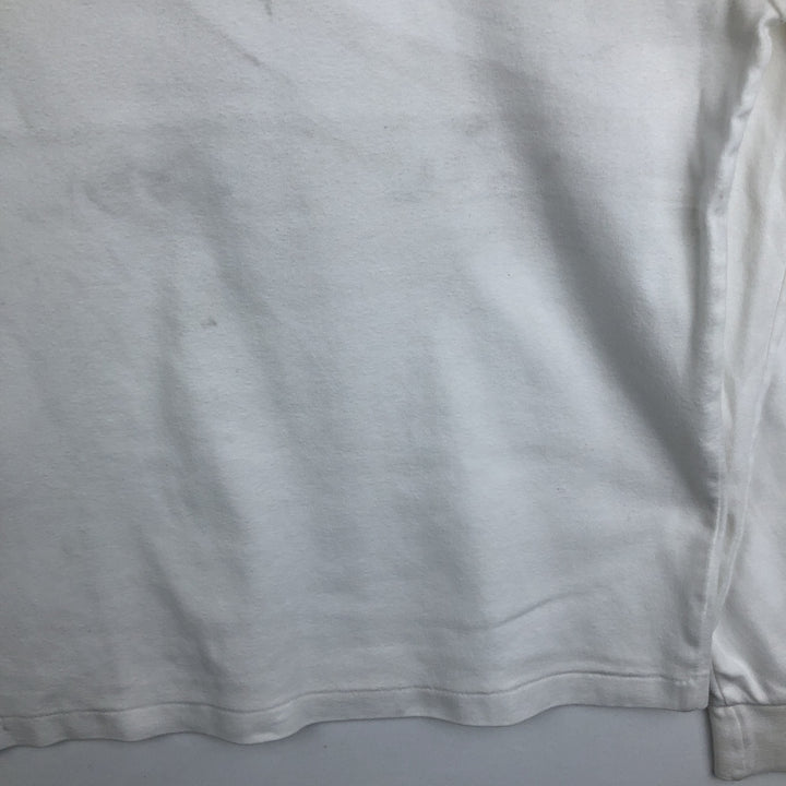 90'S Eddie Bauer Turtleneck Long-Sleeve T-Shirt, Made in USA, Men's Size L (Equivalent), Vintage cotton white type Vintage Second Hand
