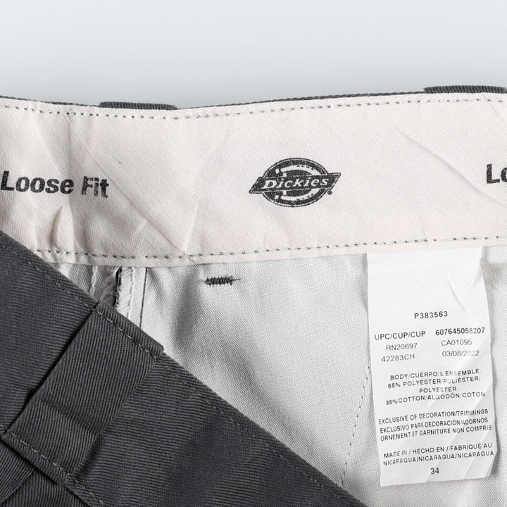 Dickies Loose Fit Work Shorts, Half Pants, Men's, W34 equivalent polyester Charcoal Vintage Second Hand
