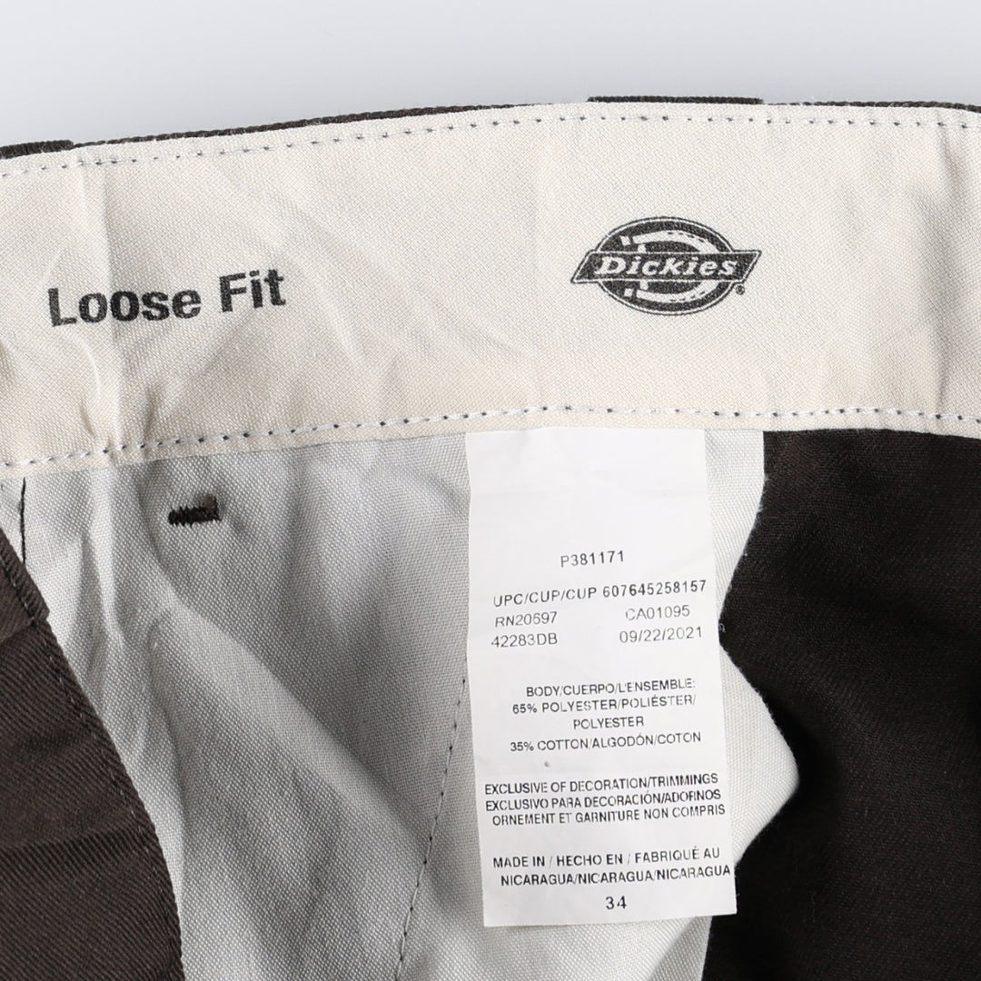 Dickies Loose Fit Work Shorts, Half Pants, Men's, W34 equivalent polyester brown type Vintage Second Hand