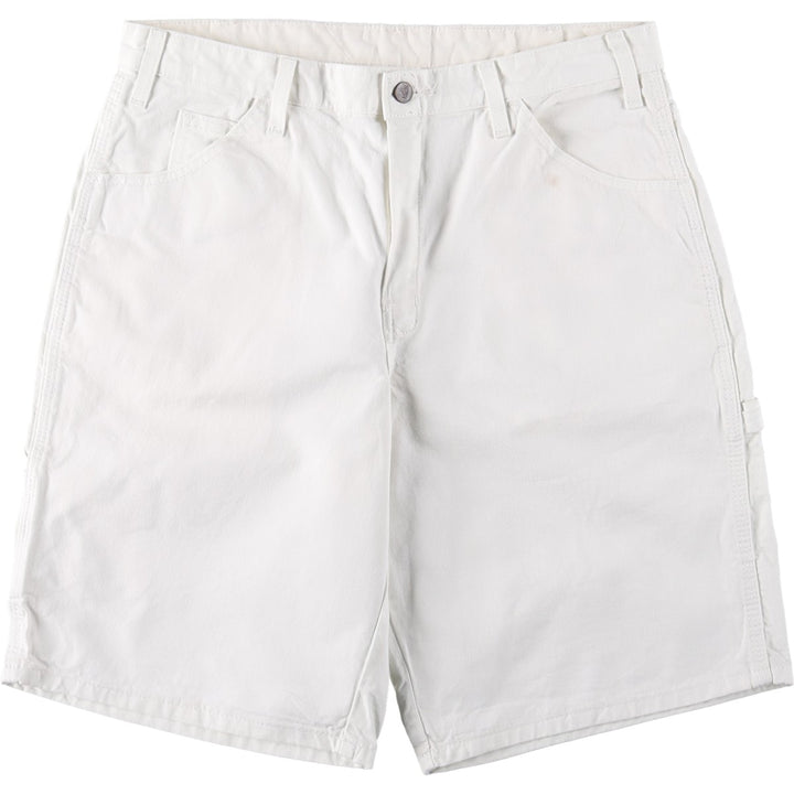 Dickies Sherwin Williams White Denim Painter Shorts, Men's Size W34 (approx.) cotton white type Vintage Second Hand