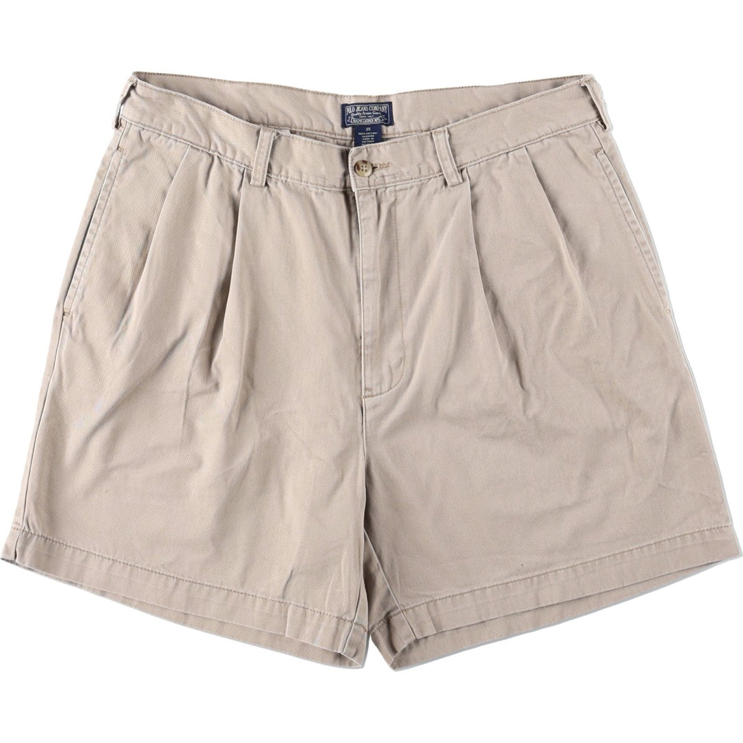 Ralph Lauren POLO JEANS COMPANY Two-Pleat Chino Shorts, Men's Size W34 (approx.) cotton Beige type Vintage Second Hand