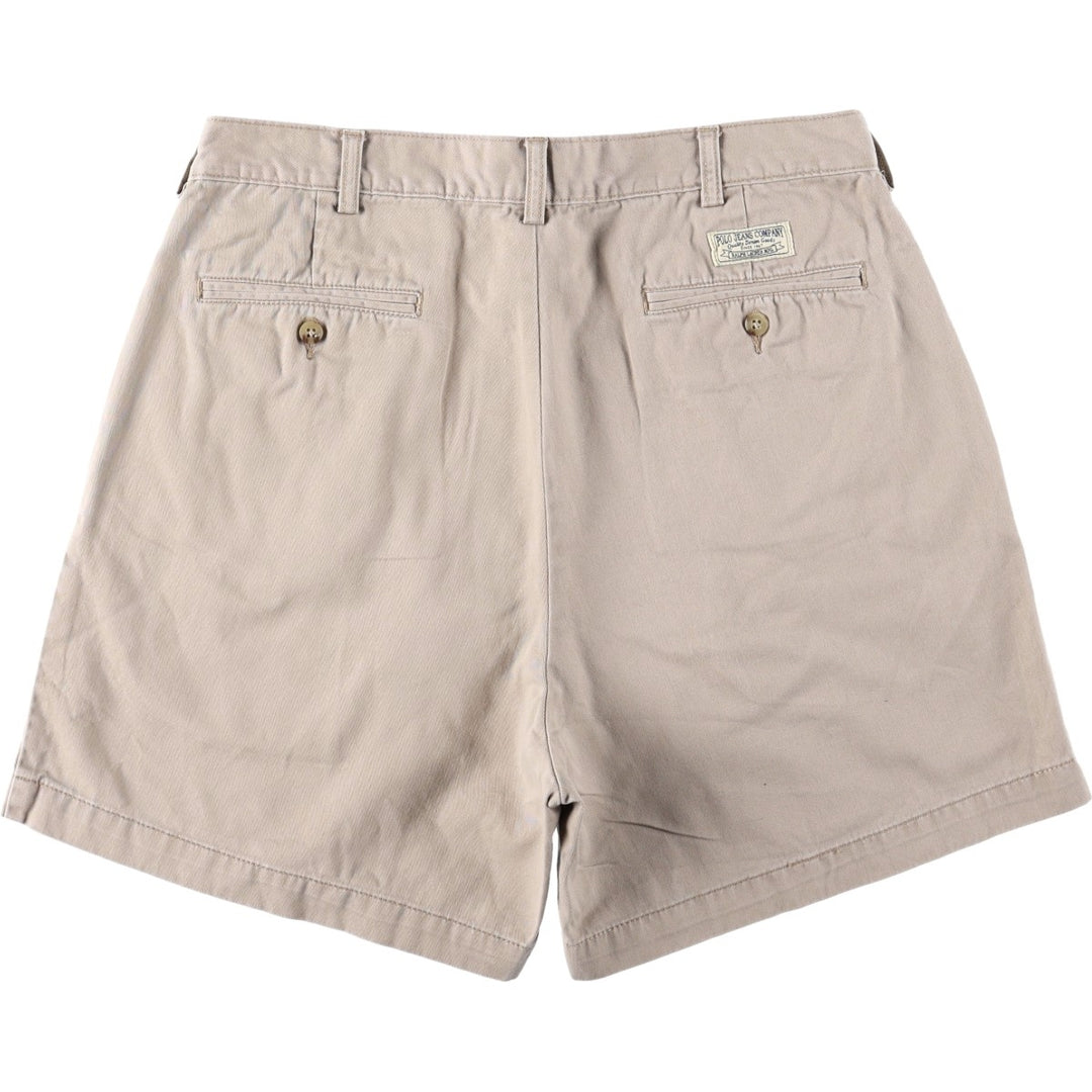 Ralph Lauren POLO JEANS COMPANY Two-Pleat Chino Shorts, Men's Size W34 (approx.) cotton Beige type Vintage Second Hand