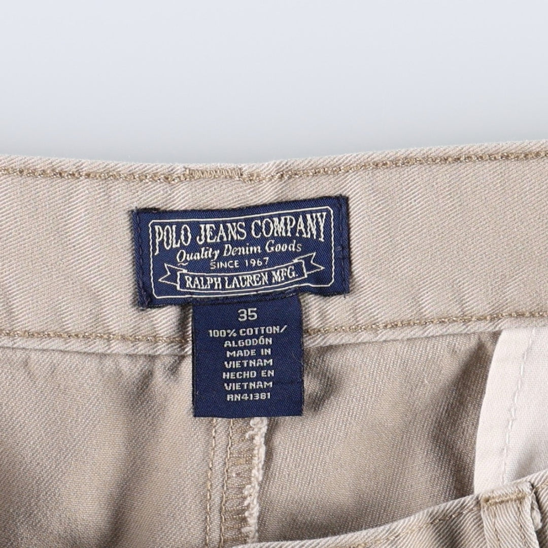 Ralph Lauren POLO JEANS COMPANY Two-Pleat Chino Shorts, Men's Size W34 (approx.) cotton Beige type Vintage Second Hand