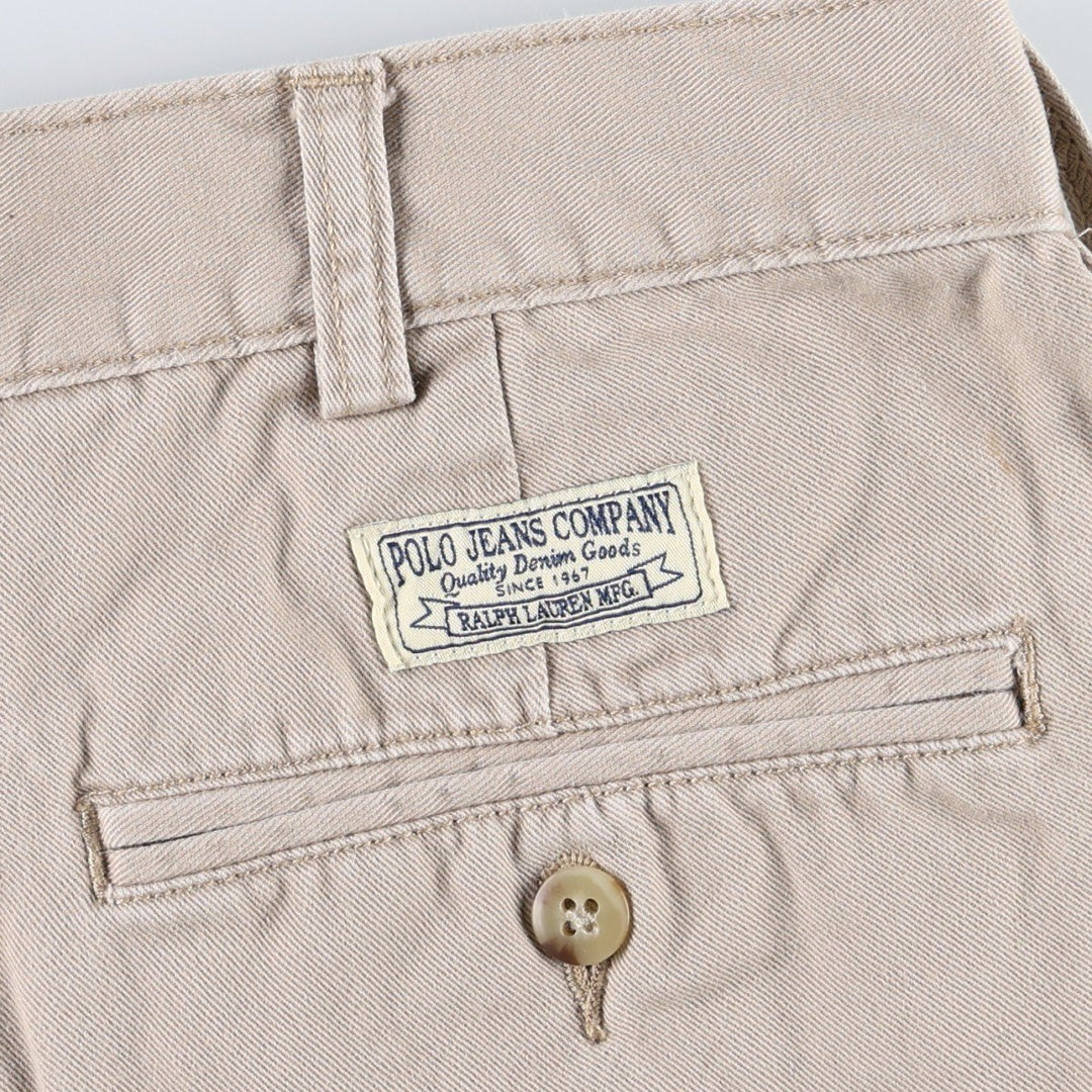 Ralph Lauren POLO JEANS COMPANY Two-Pleat Chino Shorts, Men's Size W34 (approx.) cotton Beige type Vintage Second Hand