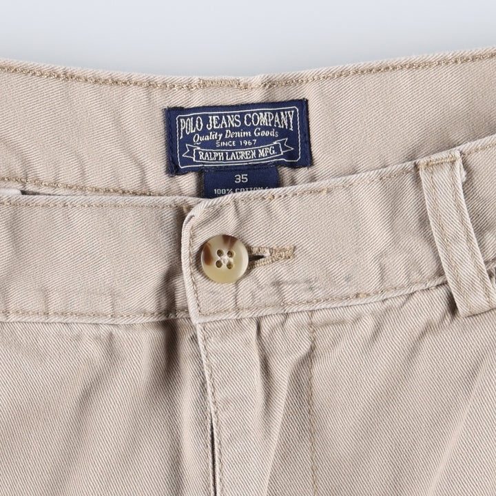 Ralph Lauren POLO JEANS COMPANY Two-Pleat Chino Shorts, Men's Size W34 (approx.) cotton Beige type Vintage Second Hand