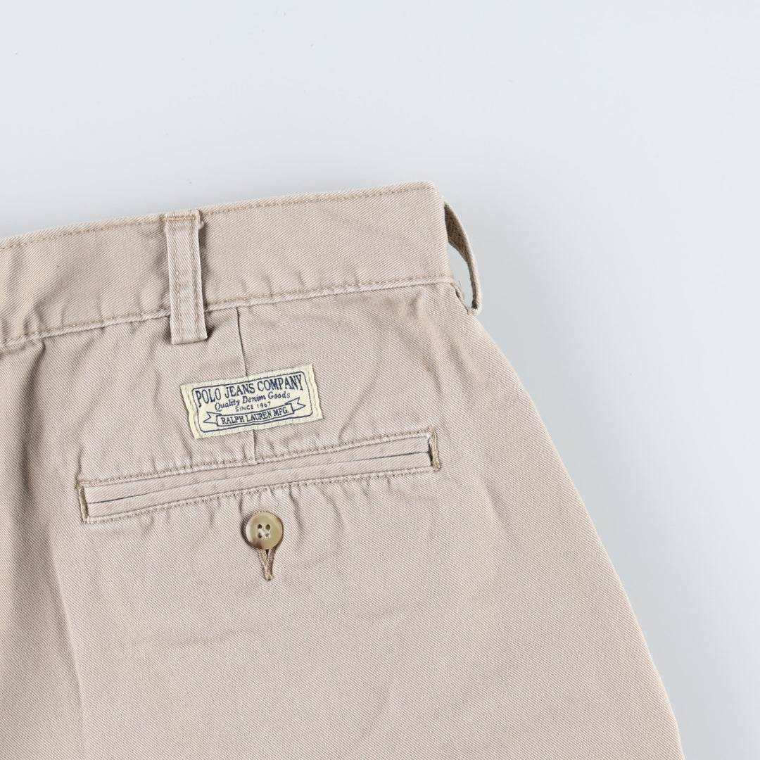 Ralph Lauren POLO JEANS COMPANY Two-Pleat Chino Shorts, Men's Size W34 (approx.) cotton Beige type Vintage Second Hand